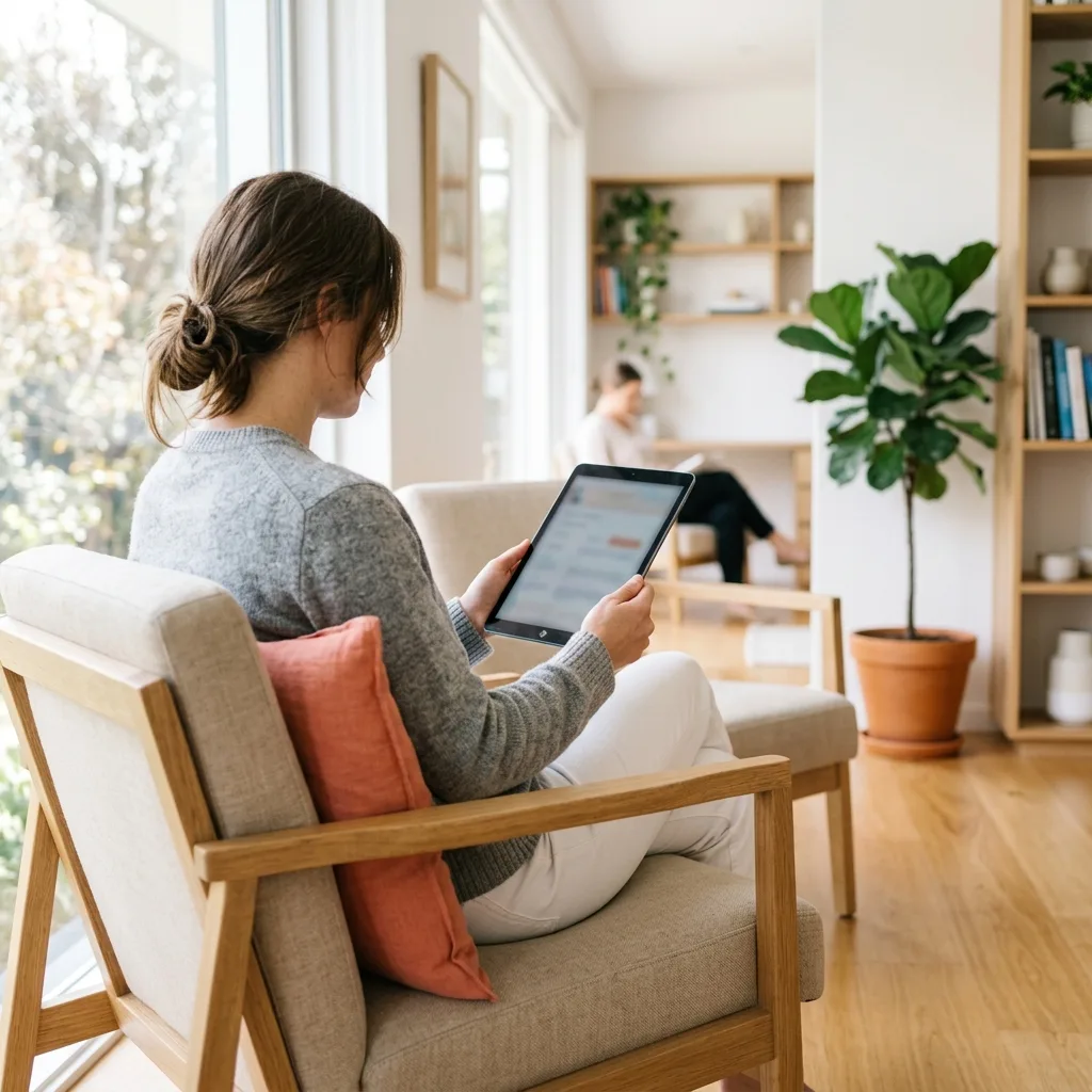 Main choisissant un créneau dans la grille de réservation sur tablette